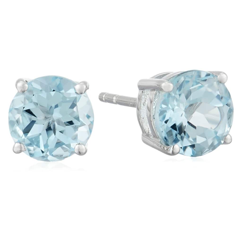 Sterling Silver Sky Blue Topaz Round Stud Earrings