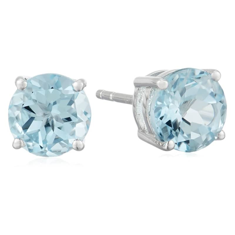 Sterling Silver Sky Blue Topaz Round Stud Earrings
