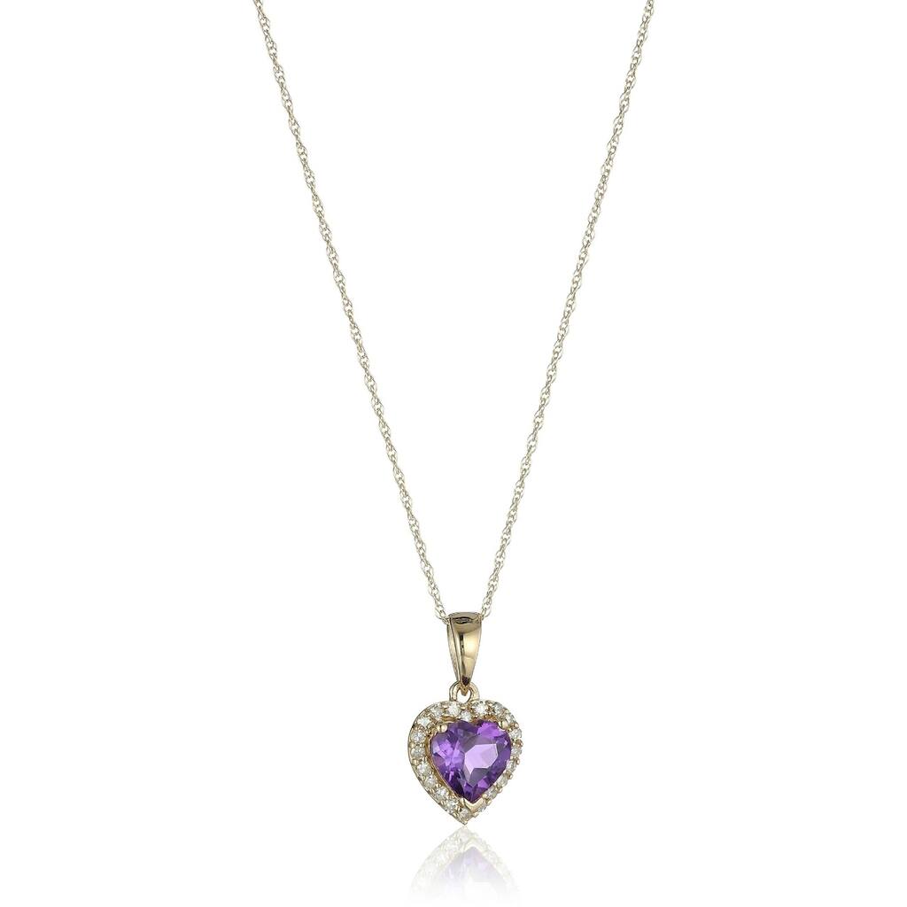 10k Yellow Gold Amethyst & Diamond Pendant Necklace