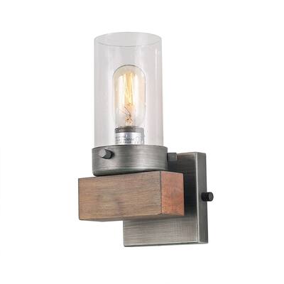 LNC 1-Light Indoor Wall Sconces Wood Wall Lamps Aged Silver