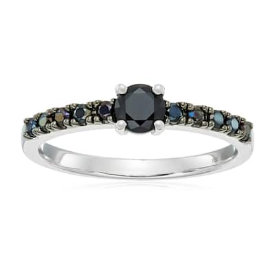 Sterling Silver Black Spinel Stackable Ring