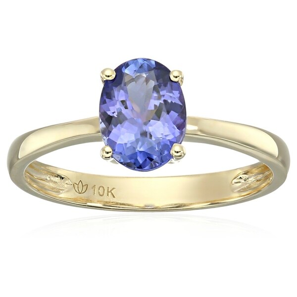Shop Pinctore 10k Yellow Gold AAA Tanzanite Oval Solitaire Engagement Ring Size - 7 - On Sale ...