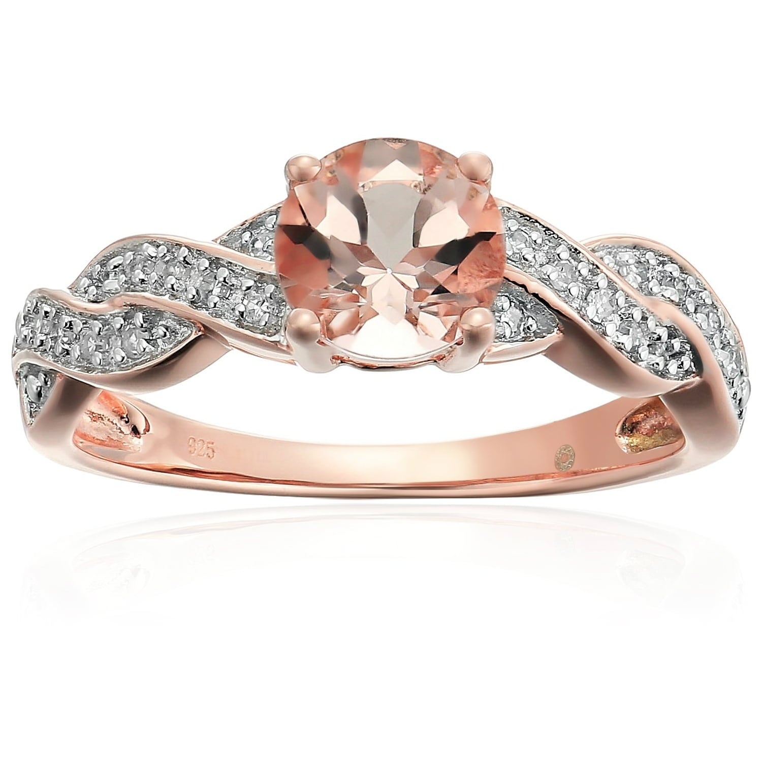 Pinctore Rose Gold-plated Silver Morganite & Diamond Ring