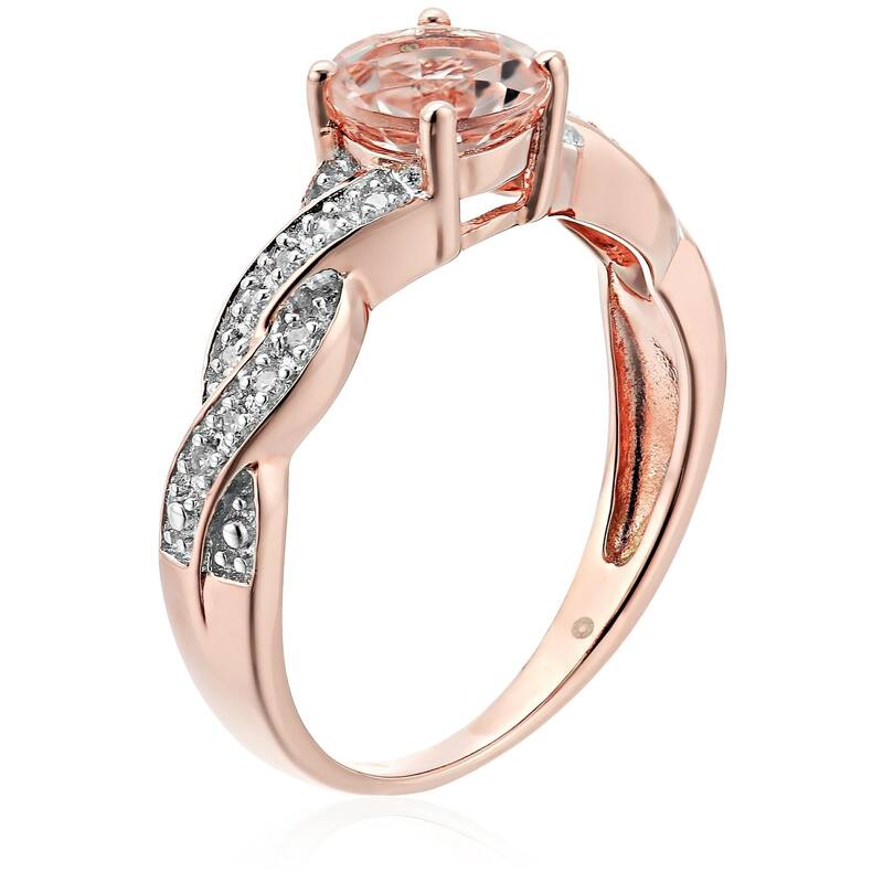 Rose Gold-plated Silver Morganite & Diamond Ring