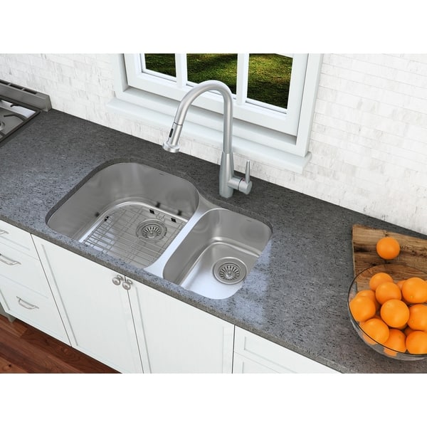 Shop Ancona Undermount Double Offset 32 In Sink With Signautre Ii