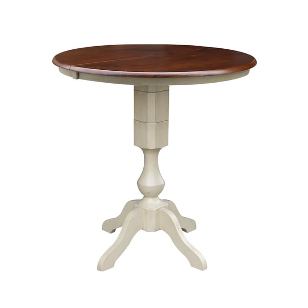 36" Round Top Bar Height Ped Table with 12" Leaf