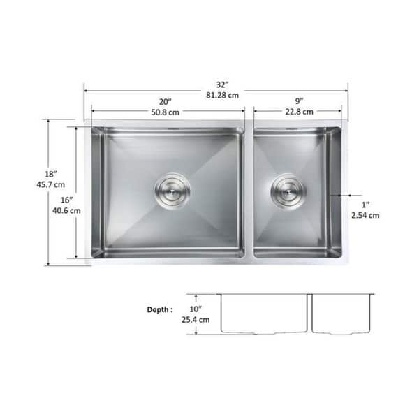 Shop Ancona Undermount Double Offset Handmade 32 In Sink With