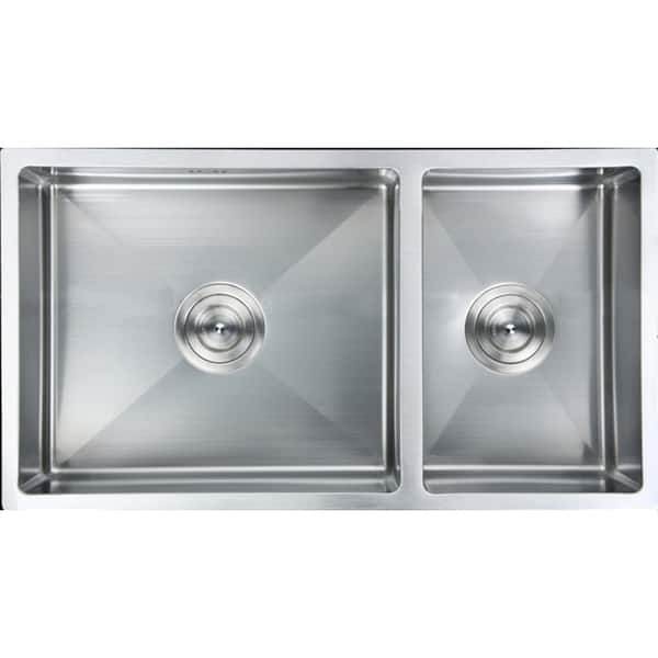 Shop Ancona Undermount Double Offset Handmade 32 In Sink With