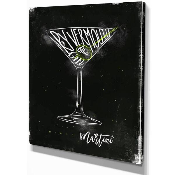 Shop Designart Dirty Martini Cocktail Chalk Color Food Painting