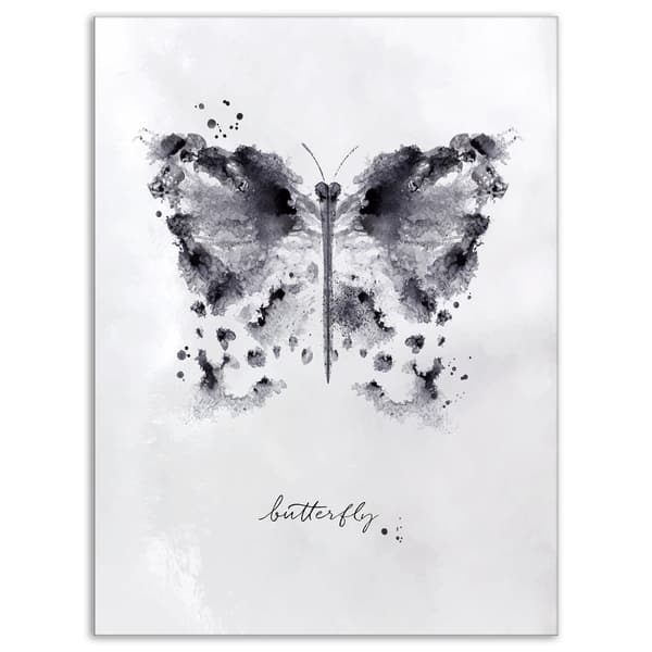 Shop Designart Monotype Butterfly Black Animals Painting Print On Wrapped Canvas White Overstock 21275840