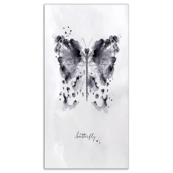 Shop Designart Monotype Butterfly Black Animals Painting Print On Wrapped Canvas White Overstock 21275840