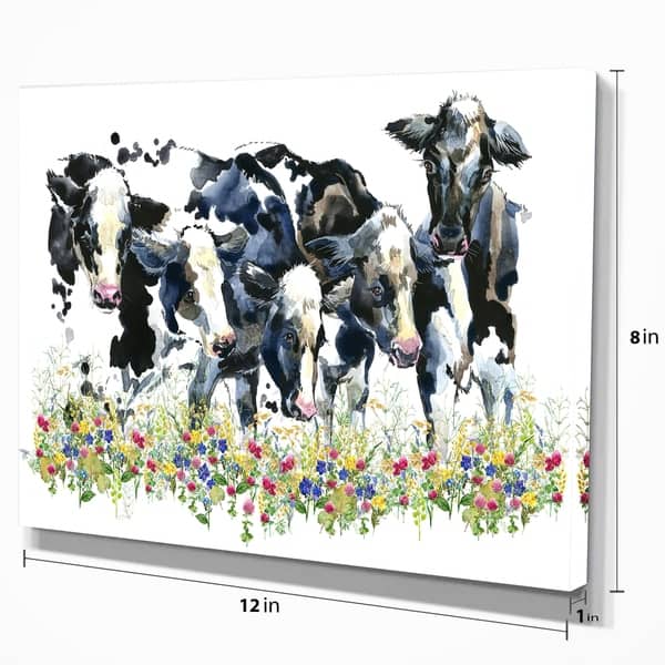 Designart Dairy Cow On The Field Watercolor Illustration Farmhouse Animal Print On Wrapped Canvas Overstock 21276005