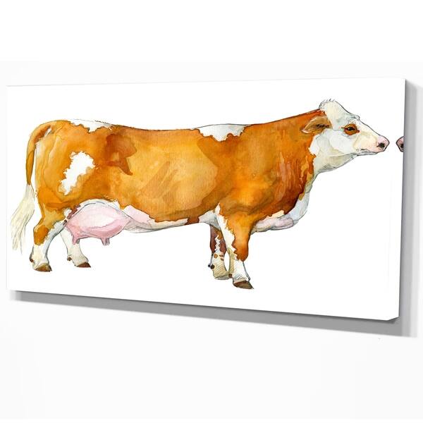 Shop Designart Watercolor Dairy Cow Farmhouse Animal Painting