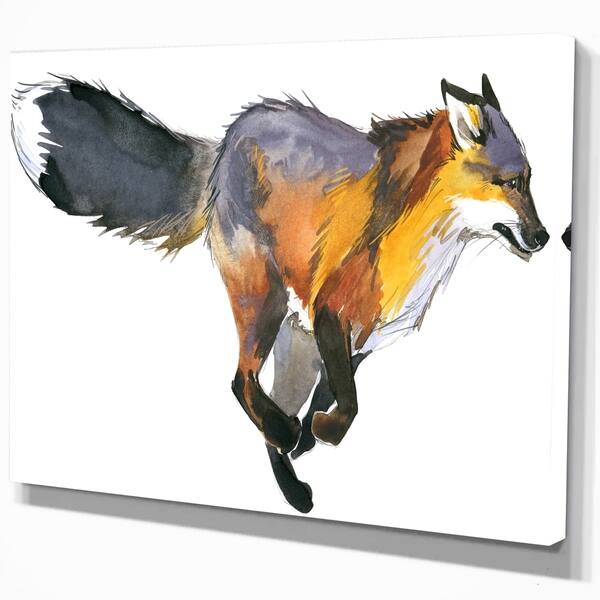Shop Designart Running Fox Watercolor Illustration Animals