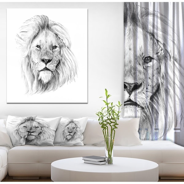 Shop Designart 'Pencil Lion Sketch in Black and White ...