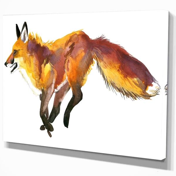 Shop Designart Cute Fox Wtercolor Illustration Animals Painting