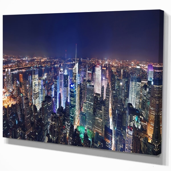 /' New York City Manhattan At Night Skyline /' Cityscape Modern Canvas Deco
