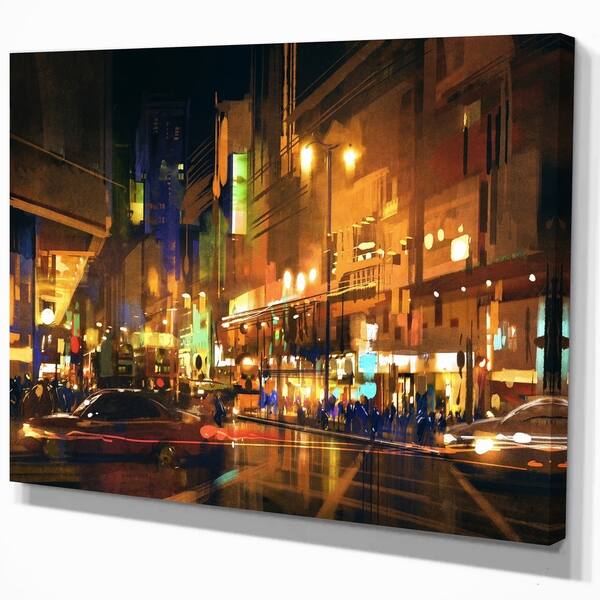 Shop Designart City Street At Night With Colorful Lights