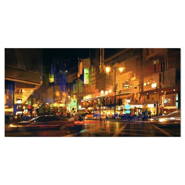 Shop Designart City Street At Night With Colorful Lights