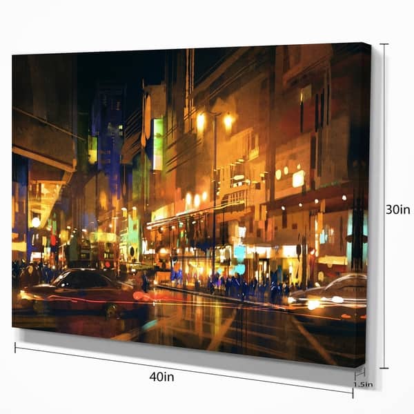 Shop Designart City Street At Night With Colorful Lights