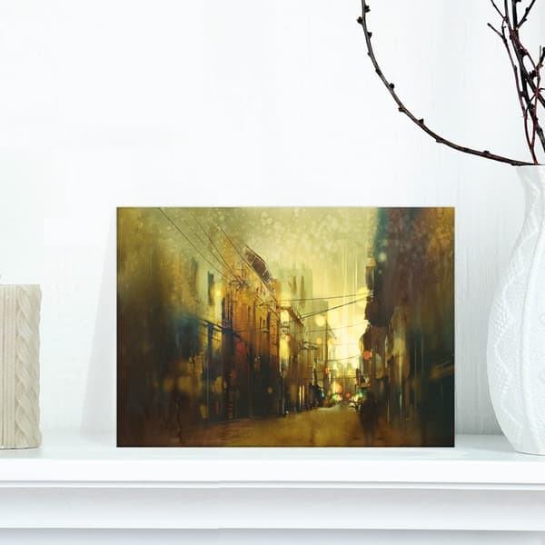 Shop Designart Vintage City Street At Night Cityscapes Painting