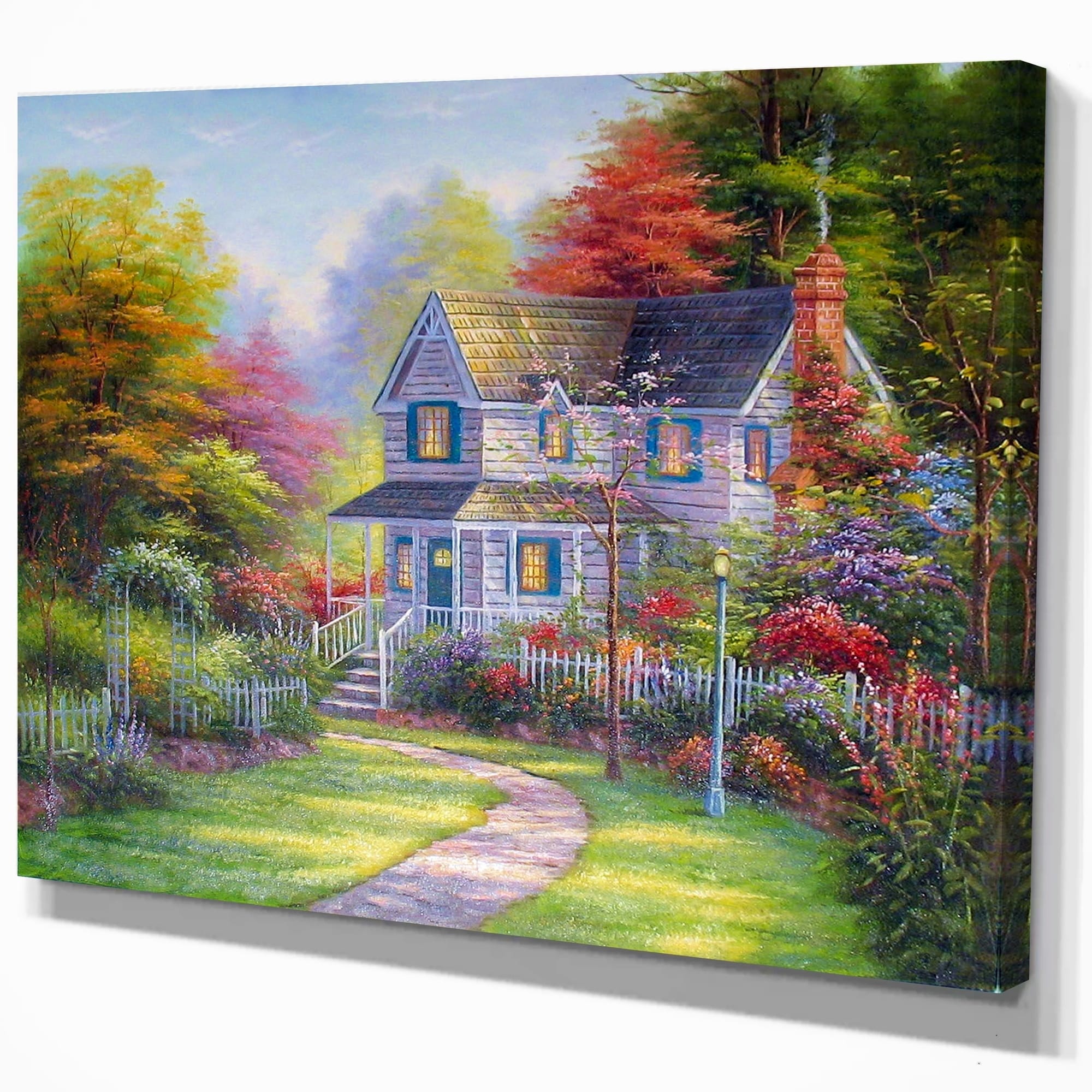 Designart Victorian Garden Landscapes Print On Wrapped Canvas Green Overstock 21276855