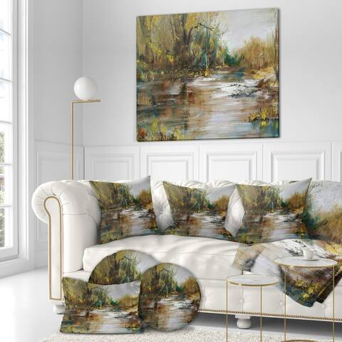 Designart 'Reflection on the water' Landscapes Print on Wrapped Canvas - Green