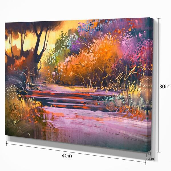 Shop Designart Colorful Forest Tree Landscapes Painting Print On