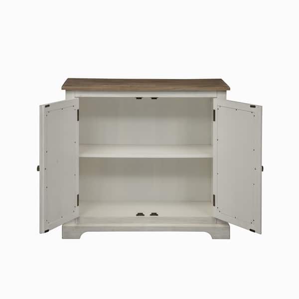 Camille Antique White 2 Door Mirrored Accent Cabinet Overstock 21276918