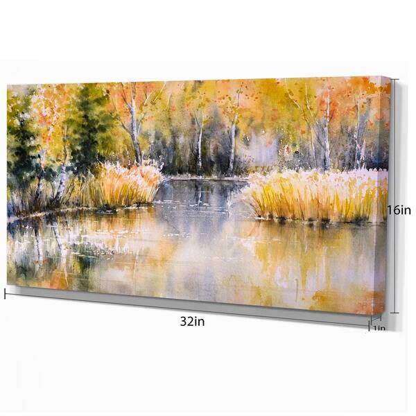 Shop Designart Forest Lake In Autumn Colors Landscapes Painting
