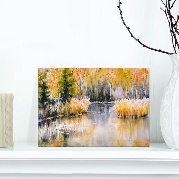 Shop Designart Forest Lake In Autumn Colors Landscapes Painting