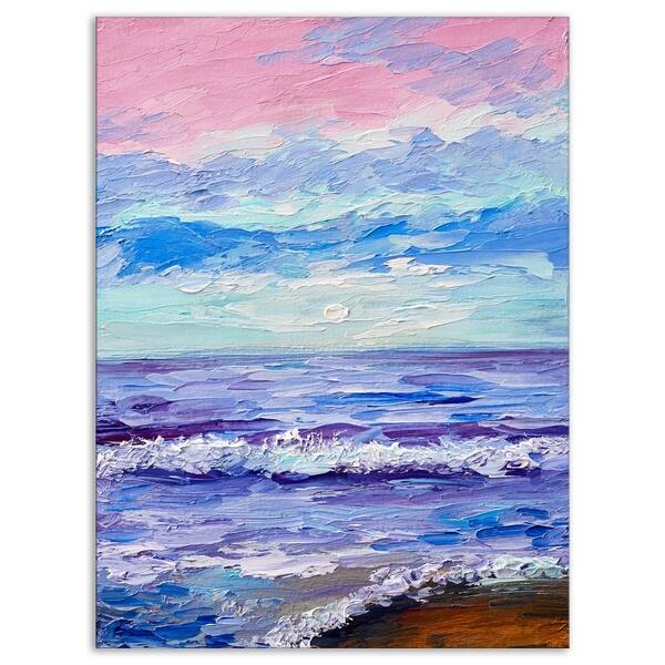 Shop Designart Colorful Blue Sunset Sea Shore Painting Print