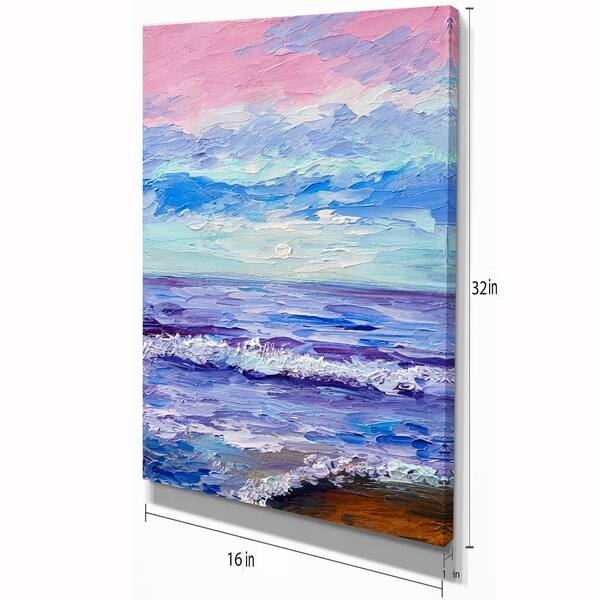 Shop Designart Colorful Blue Sunset Sea Shore Painting Print