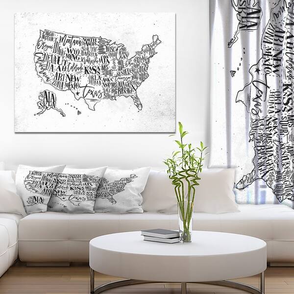 Designart 'United States Vintage Map in Dirty Paper' Maps Print on ...