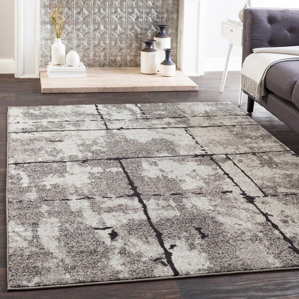 Corrie Gray Contemporary Grid Area Rug - 2' x 3'