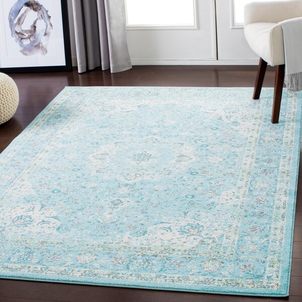 Lena Aqua Traditional Area Rug - 2' x 3'