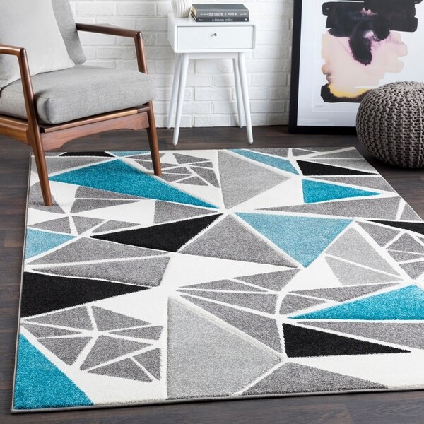 Glacial Teal Contemporary Area Rug - 2'7" x 7'6" Runner