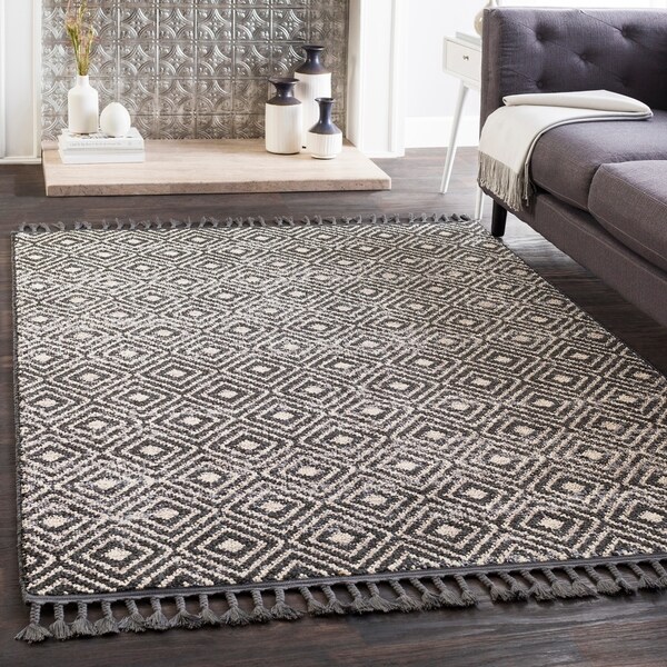 Lyla Black Moroccan Tile Tassel Area Rug - 2'7" x 7'3" Runner