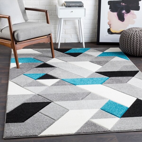 Tito Teal Mod Mini Triangles Area Rug - 2'7" x 7'6" Runner
