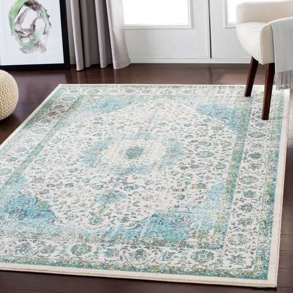 Lena Light Blue Traditional Area Rug - 2'7" x 7'3" Runner