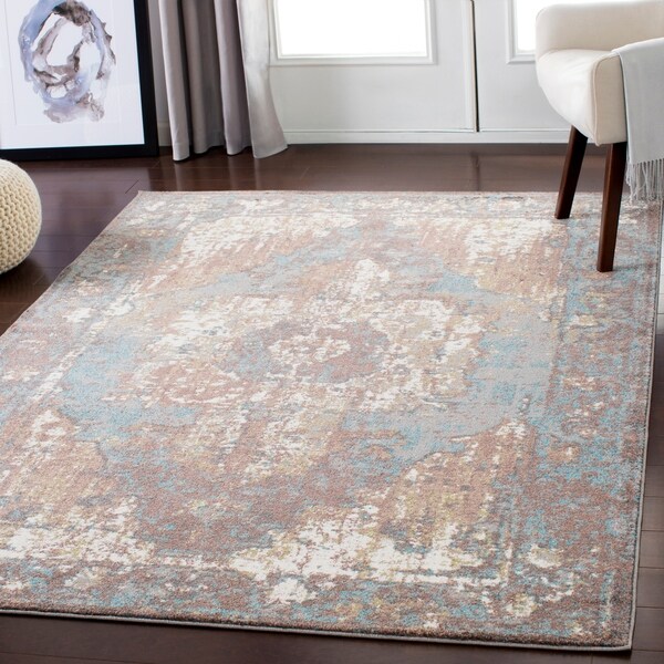 Slate Blue Distressed Vintage Area Rug - 5'3" x 7'3"