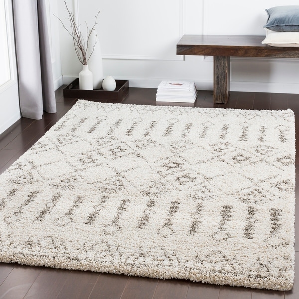 Rory Ivory Boho Shag Area Rug - 5'3" x 7'3"