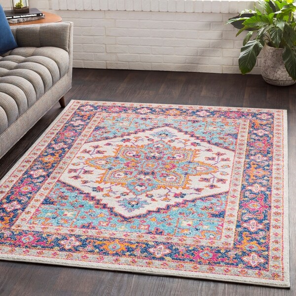 Adelynn Blue Bohemian Medallion Area Rug - 5'3" x 7'6"