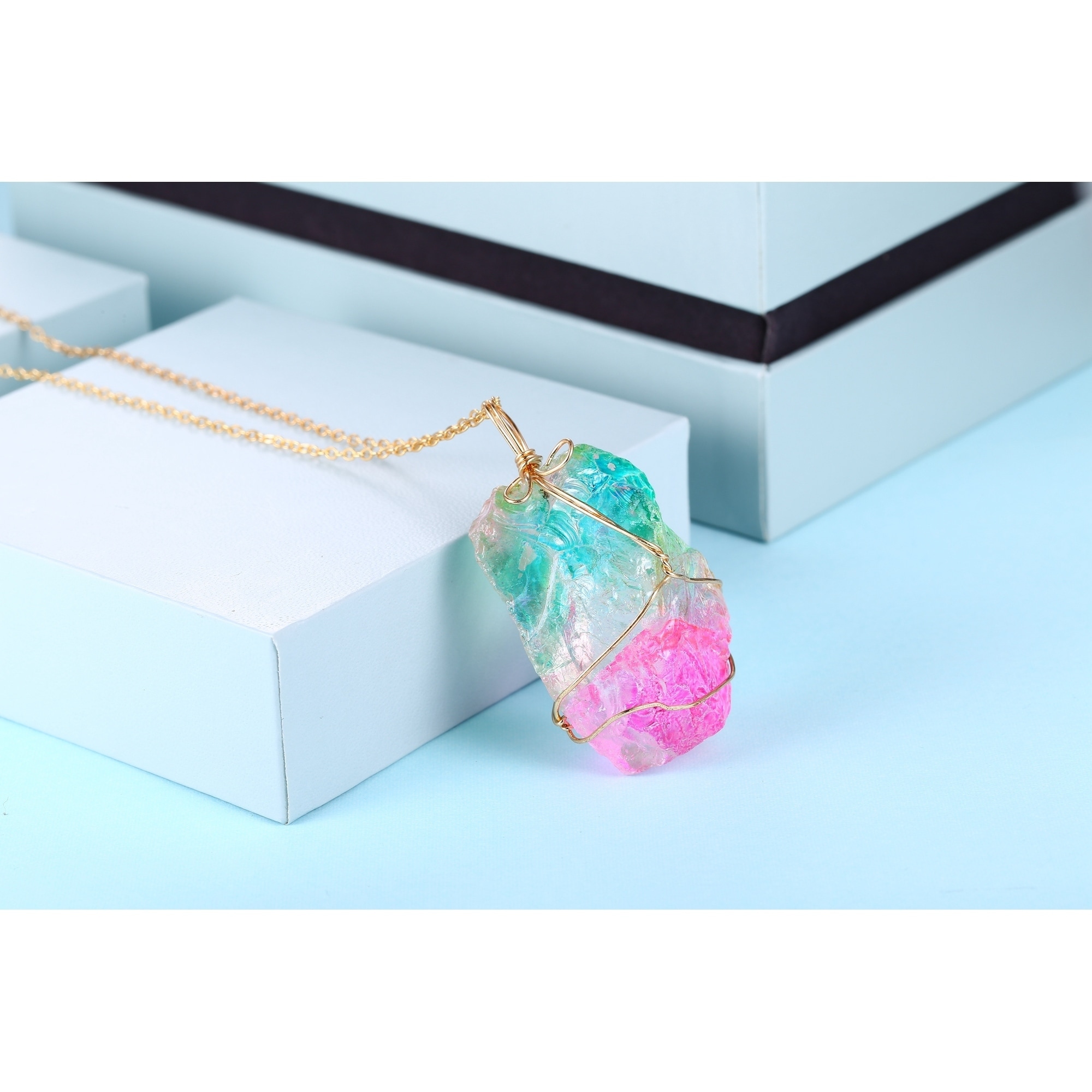 Raw Chocolate Diamond Rose Gold Filled Necklace Jewelry Gift for Women