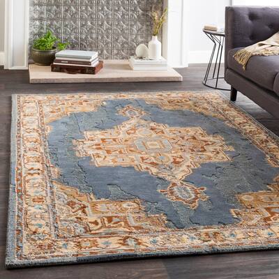 Marlow Denim Handmade Wool Medallion Area Rug (8' x 10') - 8' x 10'