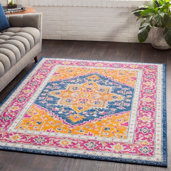 Adelynn Saffron Bohemian Medallion Area Rug - 2' x 3'