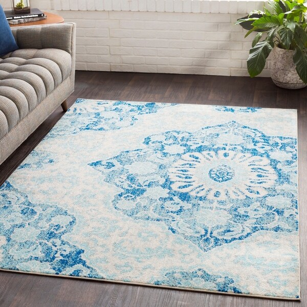 Roxie Blue Transitional Medallion Area Rug - 2'7" x 7'6" Runner
