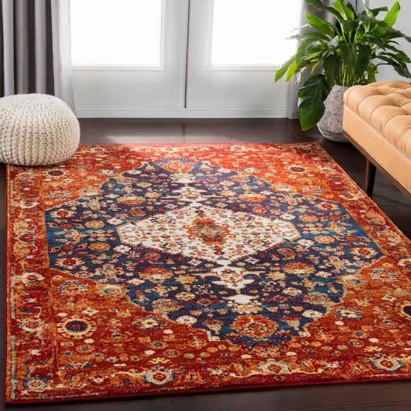 Vicki Blue Bohemian Medallion Area Rug (7'10" x 10'6") - 7'10" x 10'6"