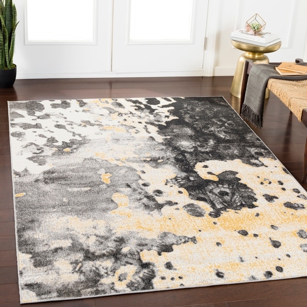 Rhea Grey Abstract Area Rug - 5'3" x 7'6"