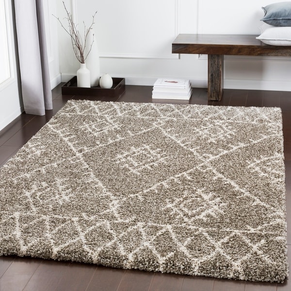 Amira Taupe Moroccan Shag Area Rug - 5'3" x 7'3"